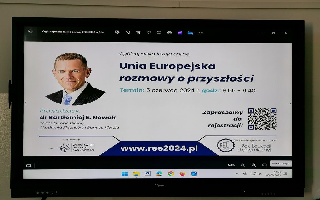 Klasa 1c wzięła udział w ogólnopolskiej lekcji online „Unia Europejska – rozmowy o przyszłości”